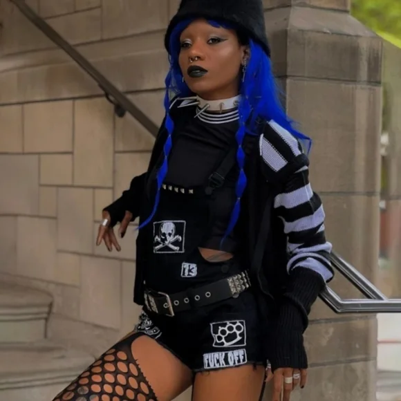 🆕️🆑️ Too Fast DIY Punk Patch Black Denim Overalls | Sew-On Cotton Patches - Picture 7 of 15